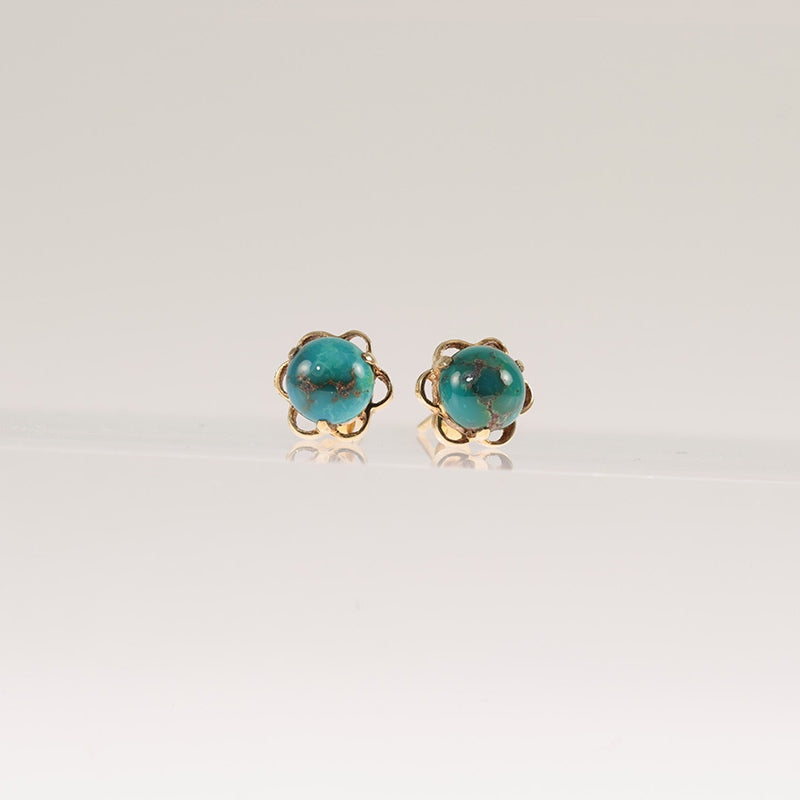 Antique 9ct gold turquoise ball earrings from Sparklier's preloved collection