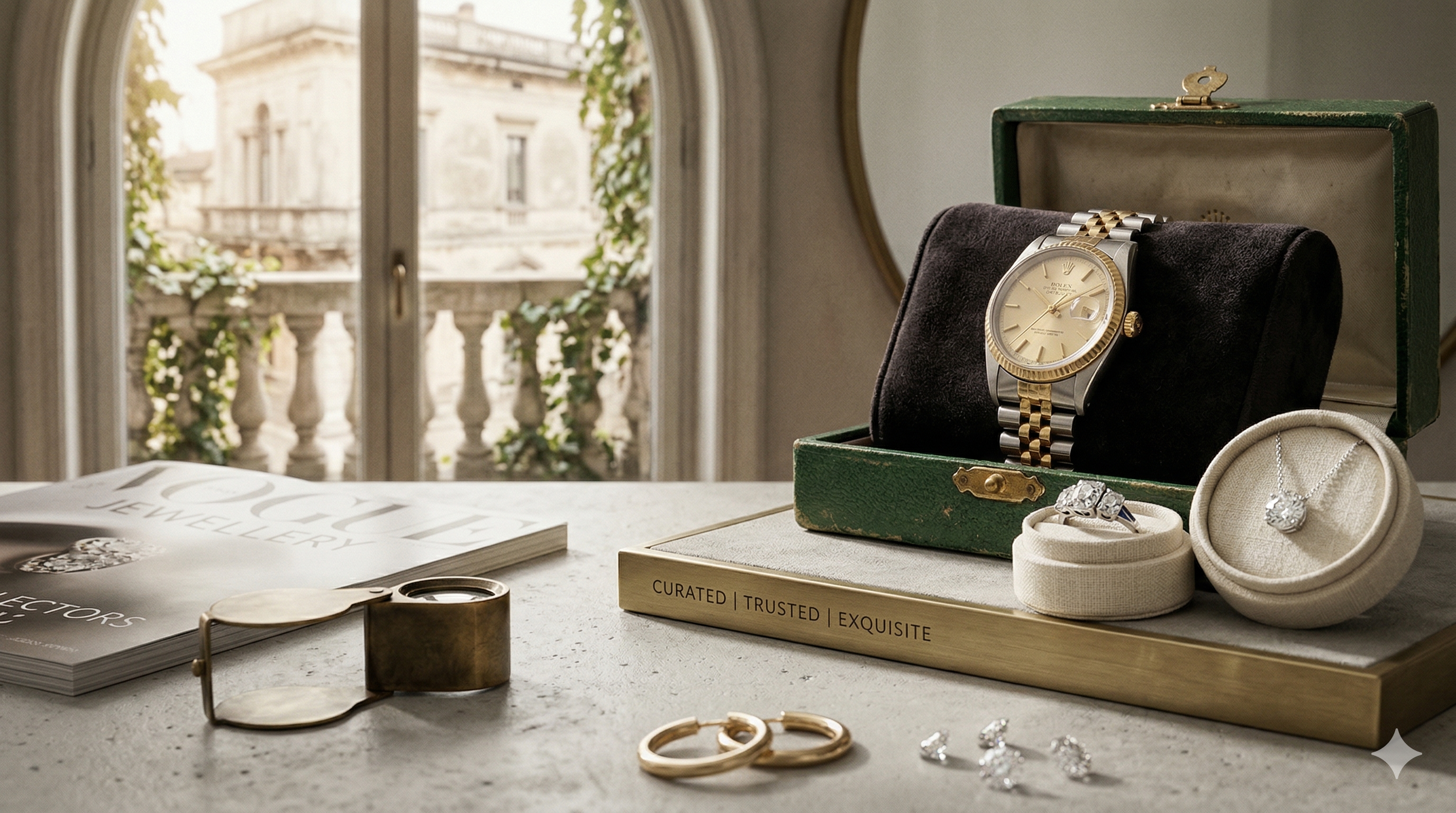 Preloved luxury watches and gold jewellery displayed together