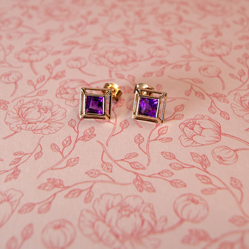 9Ct Gold Amethyst Earrings