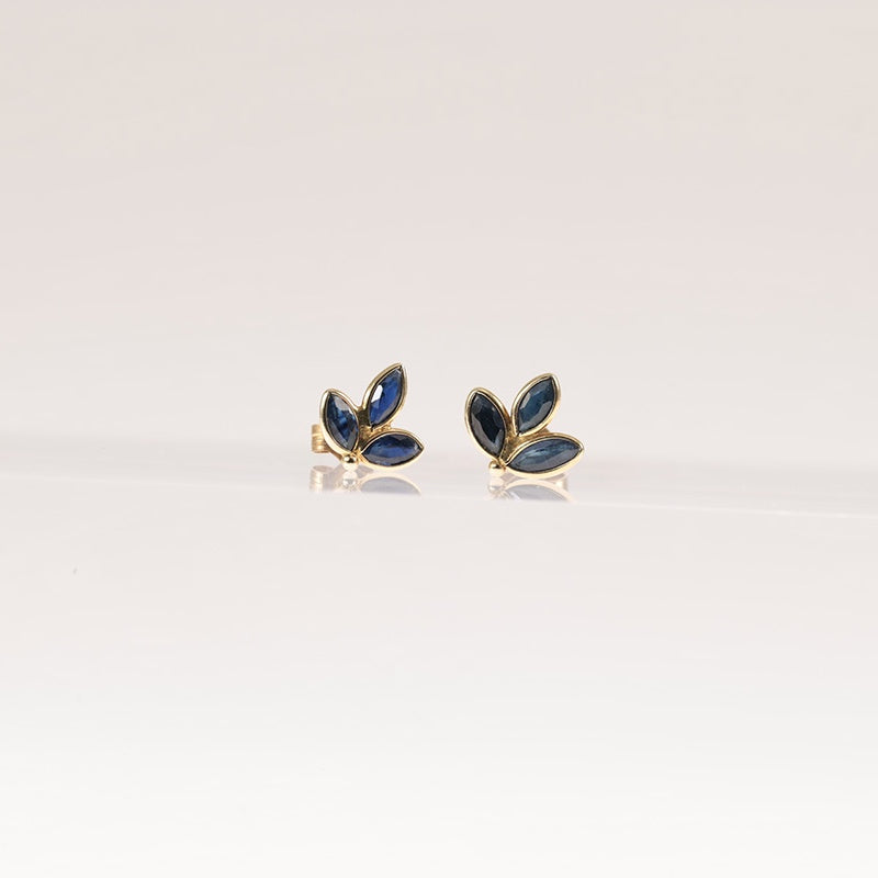 9Ct Gold Floral Sapphire Stud Earrings — preloved 9ct gold, Sapphire | Sparklier Fine Jewellery
