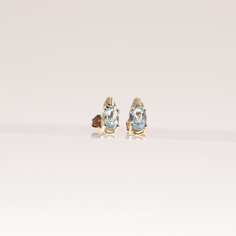 9Ct Gold Aquamarine Stud Earrings — preloved 9ct gold, Aquamarine | Sparklier Fine Jewellery