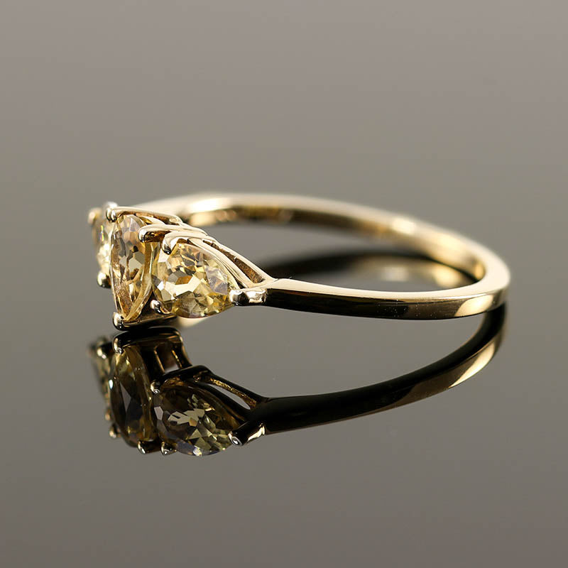 Trio of Pear Cut Lemon Citrine In 9Ct Gold Ring