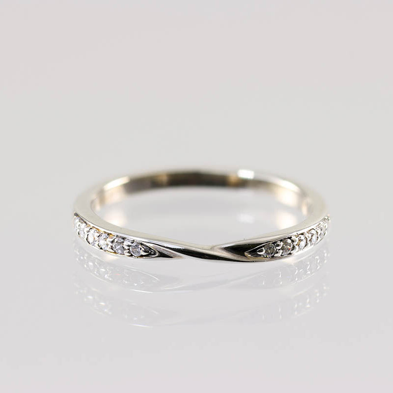 9Ct Gold & Diamond Half Eternity Ring with Twist