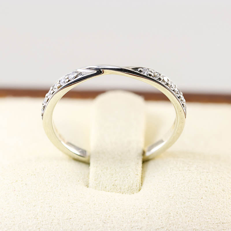 9Ct Gold & Diamond Half Eternity Ring with Twist
