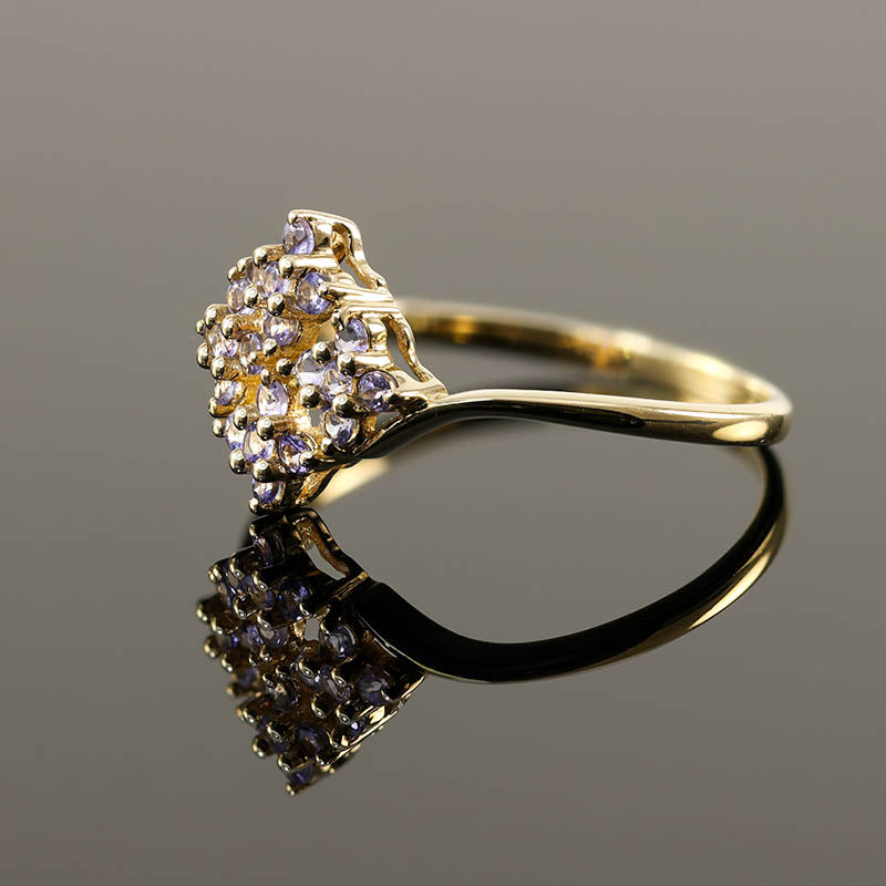 9Ct Gold Ring: Tanzanite Cross Cluster