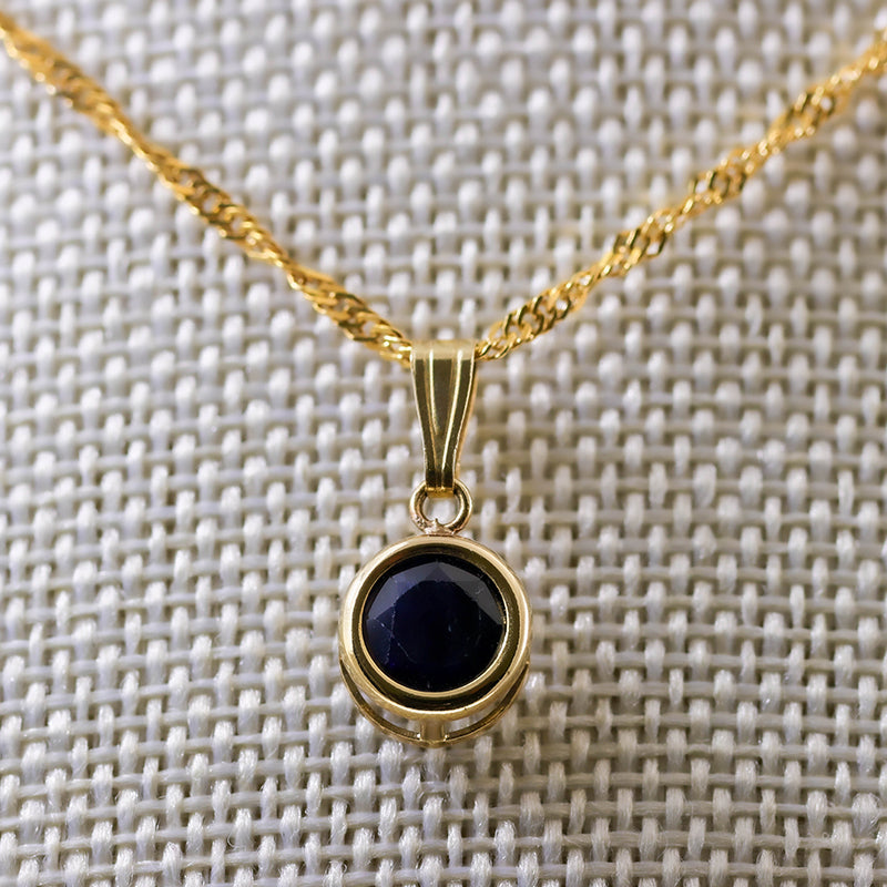 9Ct Gold Rub Set Sapphire Pendant
