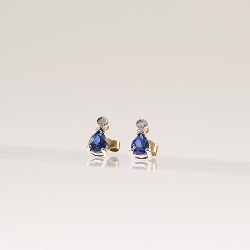 9Ct Gold Sapphire & Diamond Earrings — preloved 9ct gold, Sapphire | Sparklier Fine Jewellery