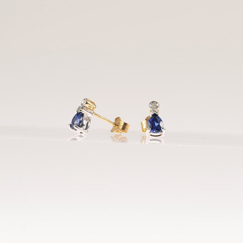 9Ct Gold Sapphire & Diamond Earrings — preloved 9ct gold, Sapphire | Sparklier Fine Jewellery