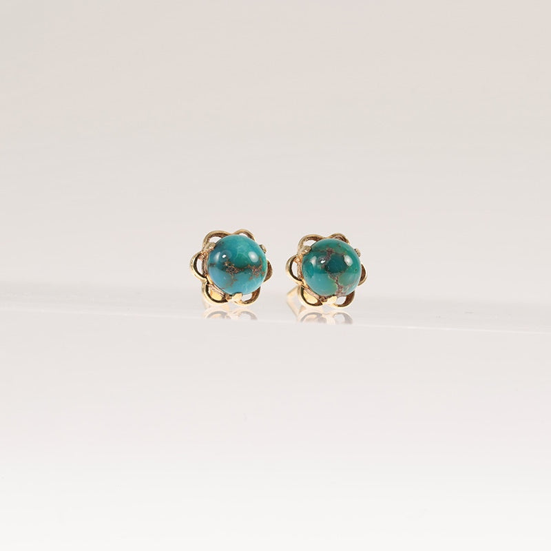 9Ct Gold Antique Turquoise Ball Earrings — preloved 9ct gold, Turquoise | Sparklier Fine Jewellery