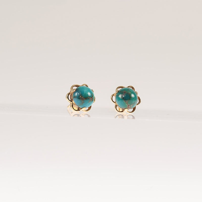 9Ct Gold Antique Turquoise Ball Earrings — preloved 9ct gold, Turquoise | Sparklier Fine Jewellery