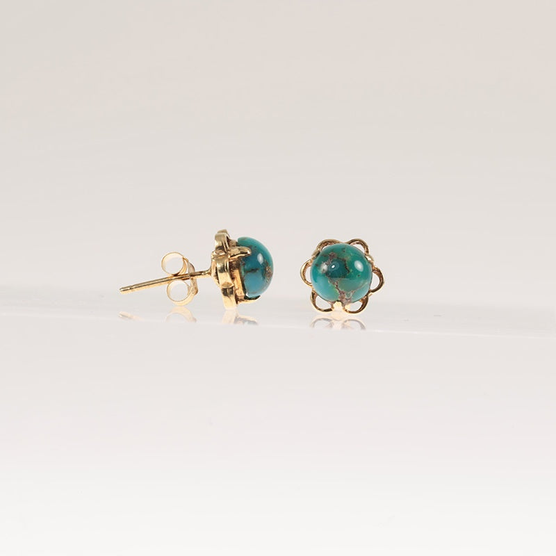 9Ct Gold Antique Turquoise Ball Earrings — preloved 9ct gold, Turquoise | Sparklier Fine Jewellery