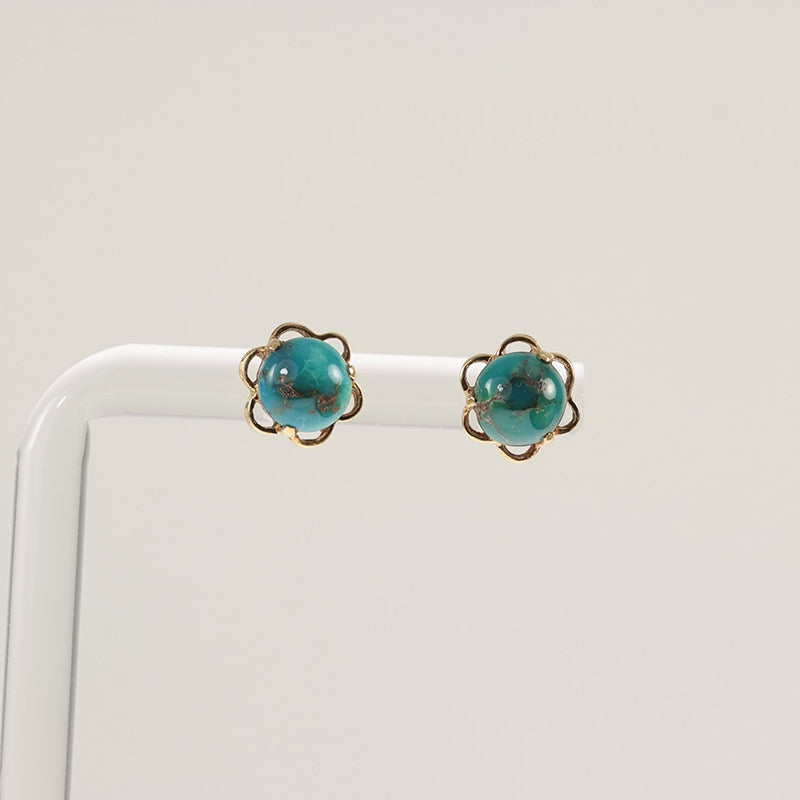 9Ct Gold Antique Turquoise Ball Earrings — preloved 9ct gold, Turquoise | Sparklier Fine Jewellery