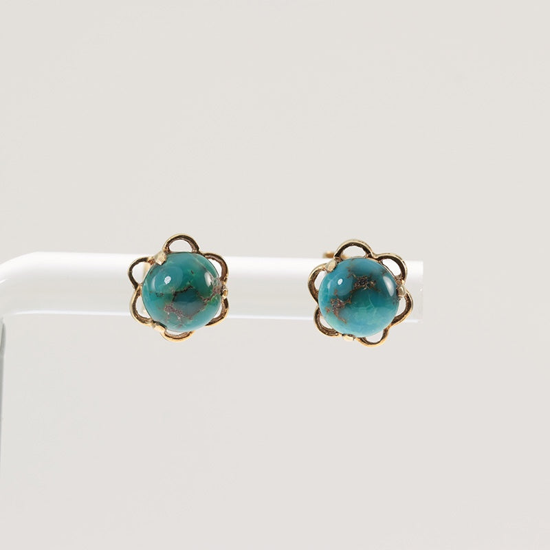 9Ct Gold Antique Turquoise Ball Earrings — preloved 9ct gold, Turquoise | Sparklier Fine Jewellery