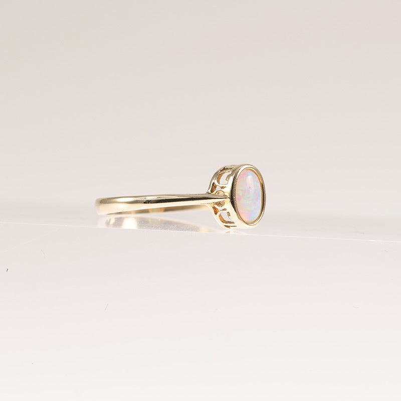 9Ct Gold Bezel Set Pale Opal Solitaire Ring — preloved 9ct gold, opal | Sparklier Fine Jewellery