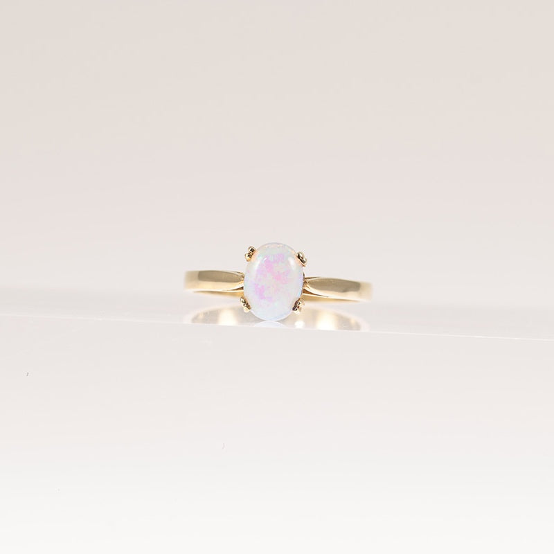 9Ct Gold Claw Set Pale Opal Solitaire Ring — preloved 9ct gold, opal | Sparklier Fine Jewellery