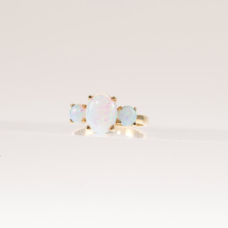 9Ct Gold Pale Opal Trilogy Ring — preloved 9ct gold, opal | Sparklier Fine Jewellery