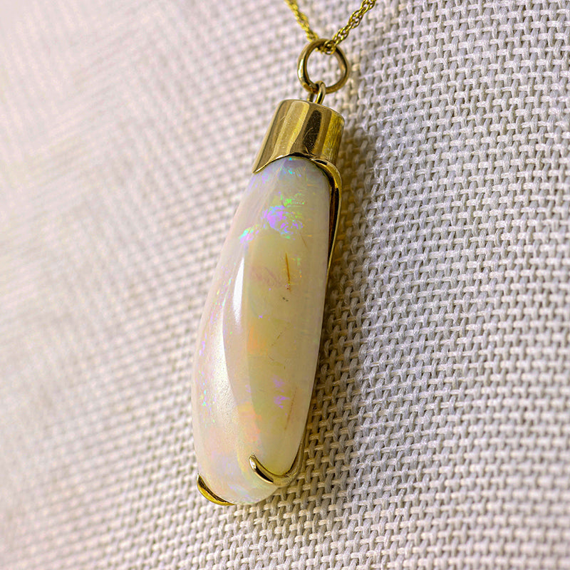 25Ct Pale Opal Drop Statement 9Ct Gold necklace