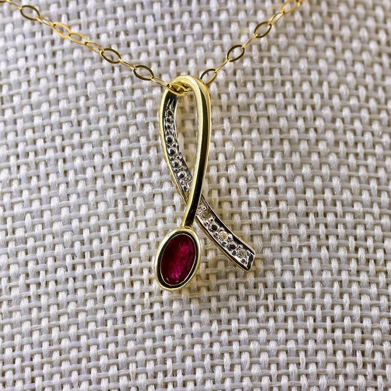 9Ct Gold Ruby & Diamond Pendant