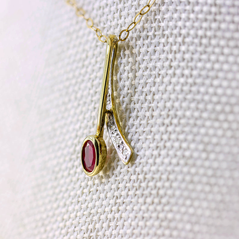 9Ct Gold Ruby & Diamond Pendant