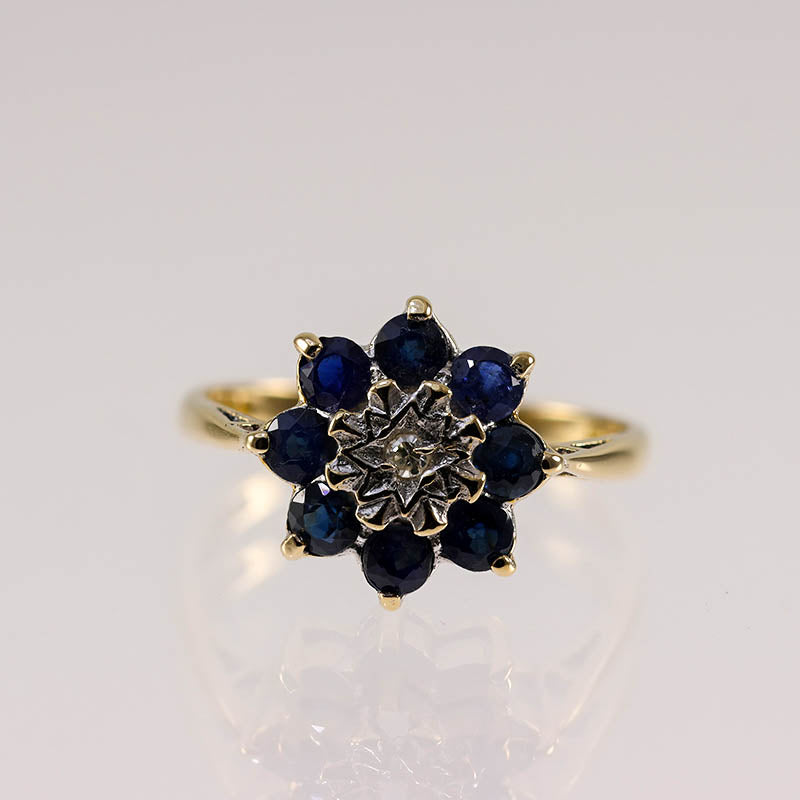 9Ct Gold Sapphire & Diamond Ring