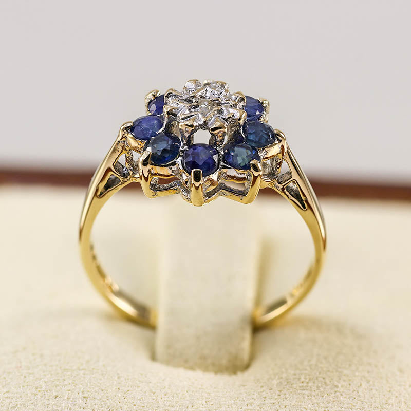 9Ct Gold Sapphire & Diamond Ring