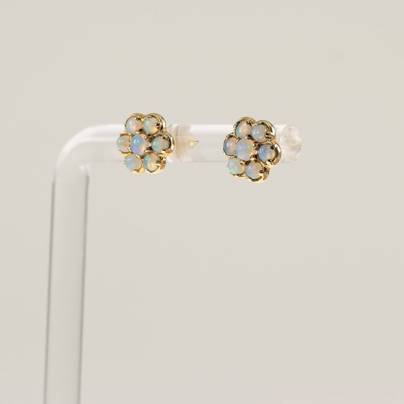 9Ct Gold Opal Floral Cluster Earrings — preloved 9ct gold, opal | Sparklier Fine Jewellery