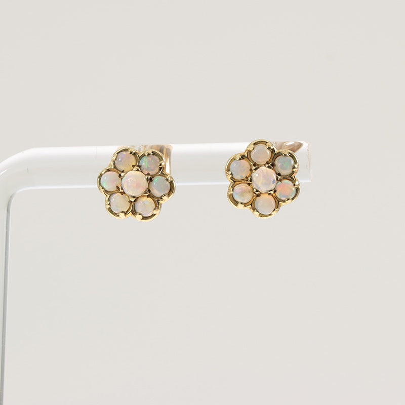9Ct Gold Opal Floral Cluster Earrings — preloved 9ct gold, opal | Sparklier Fine Jewellery