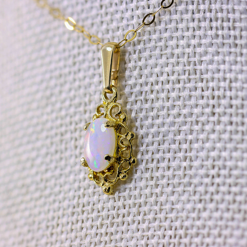 9Ct Gold Fancy Oval Opal Pendant