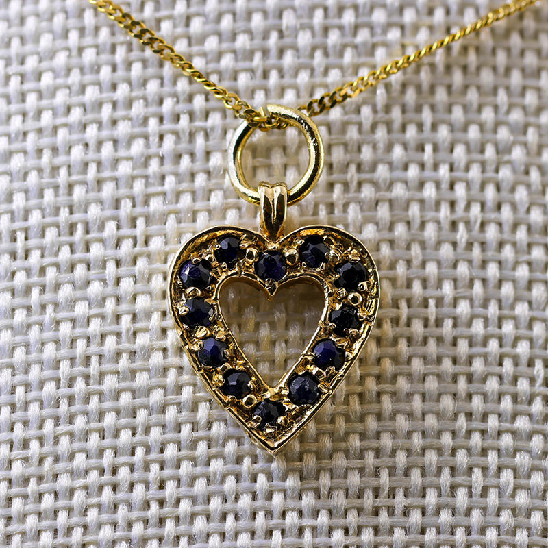 9Ct Gold Sapphire Heart Pendant