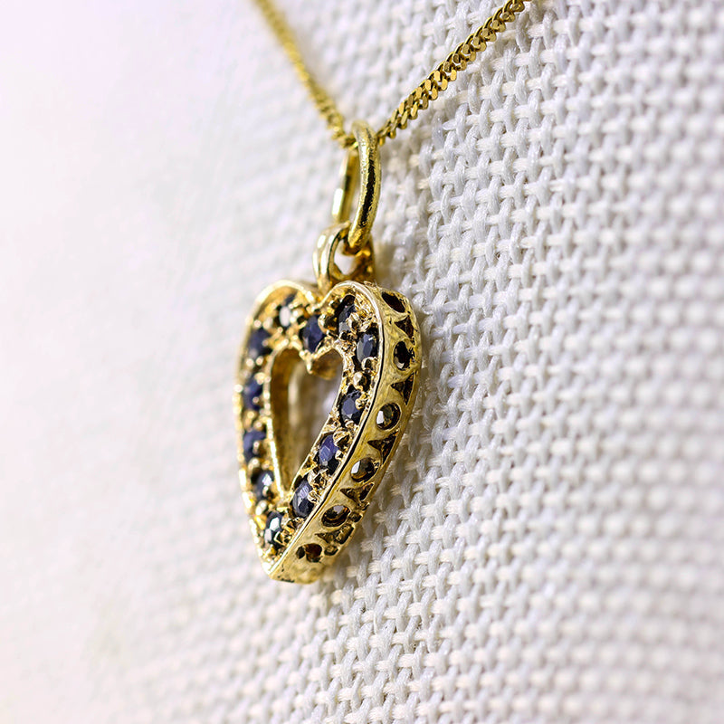 9Ct Gold Sapphire Heart Pendant
