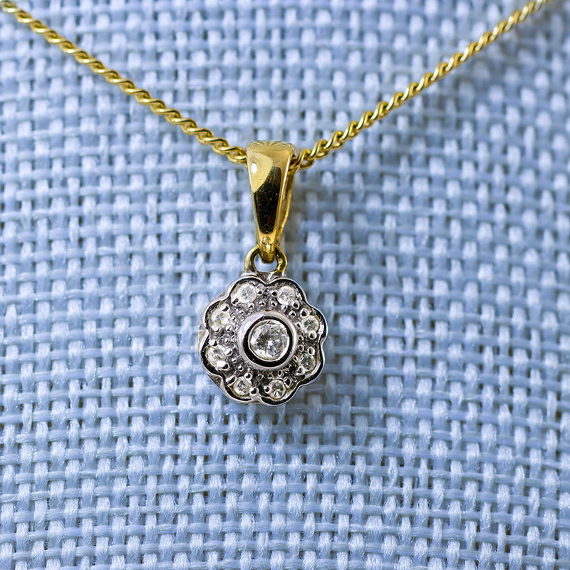 9Ct Gold Diamond Pendant Necklace
