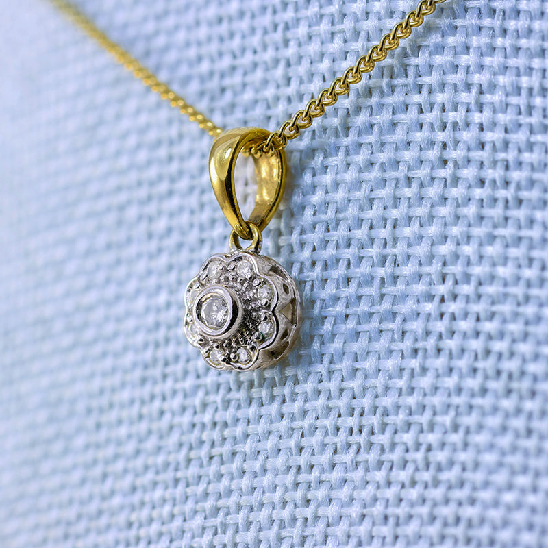 9Ct Gold Diamond Pendant Necklace