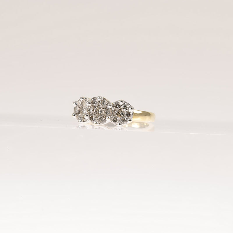 18Ct 1Ct Diamond Trio Cluster Ring — preloved 18ct gold, diamond | Sparklier Fine Jewellery