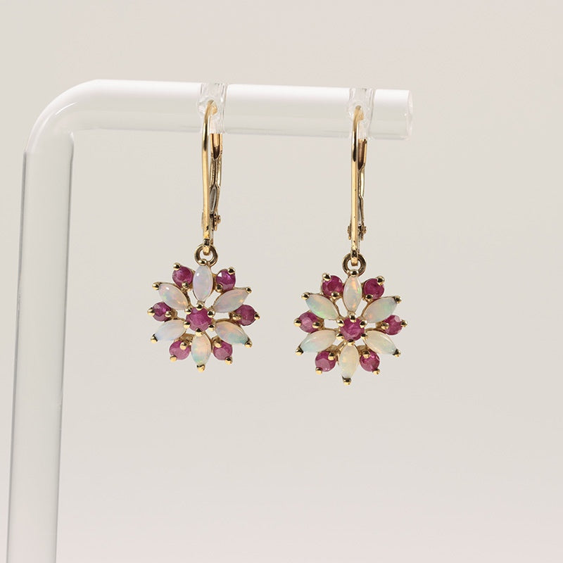 9Ct Gold Ruby And Opal Drop Earrings — preloved 9ct gold, ruby | Sparklier Fine Jewellery