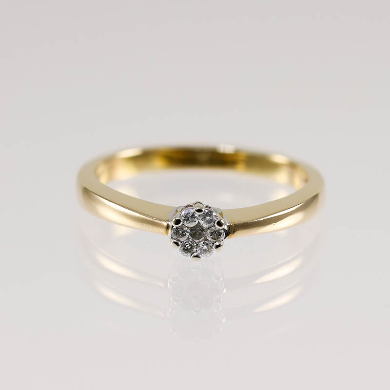 9Ct Gold Diamond Cluster Ring 0.15ct