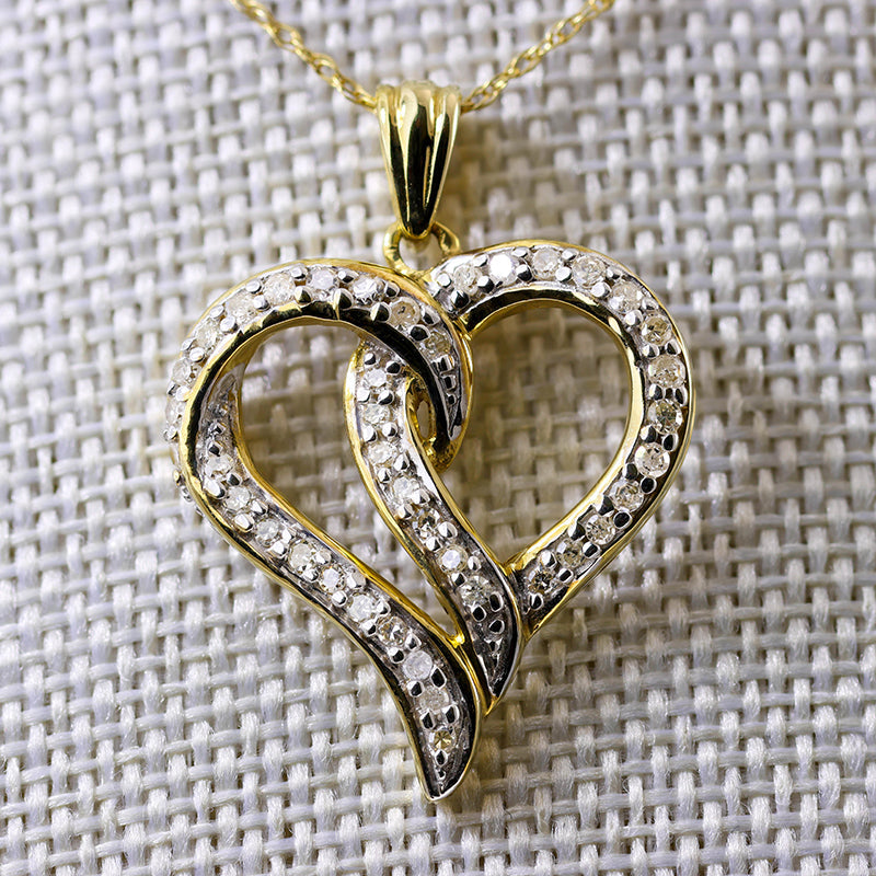 9Ct Gold Diamond Encrusted Heart necklace