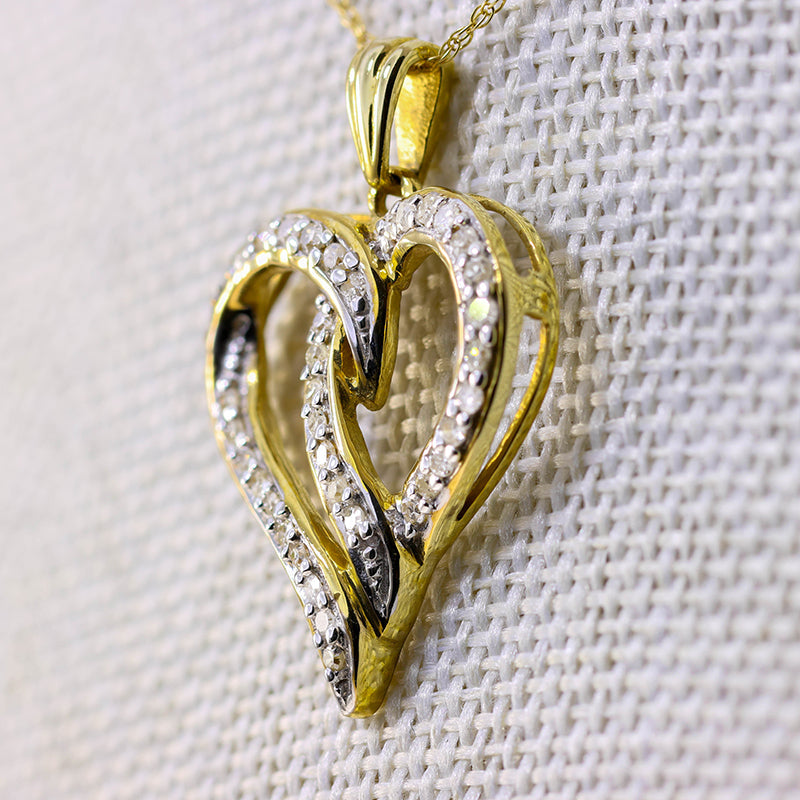 9Ct Gold Diamond Encrusted Heart necklace