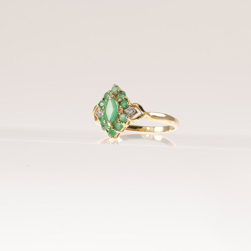 9Ct Gold Emerald And Diamond Dress Ring — preloved 9ct gold, emerald | Sparklier Fine Jewellery