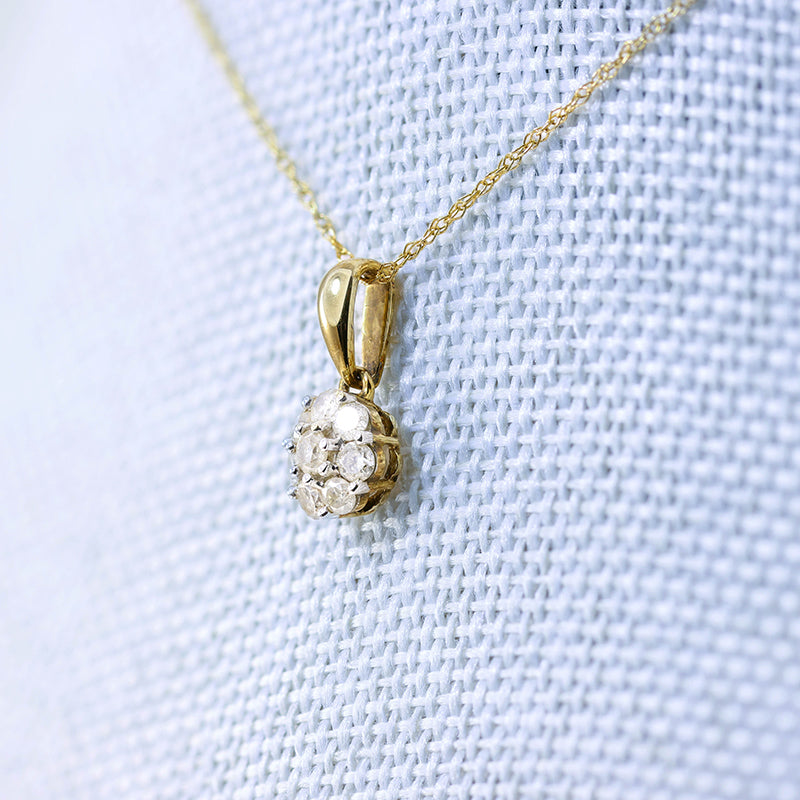 9Ct Gold Diamond Cluster necklace