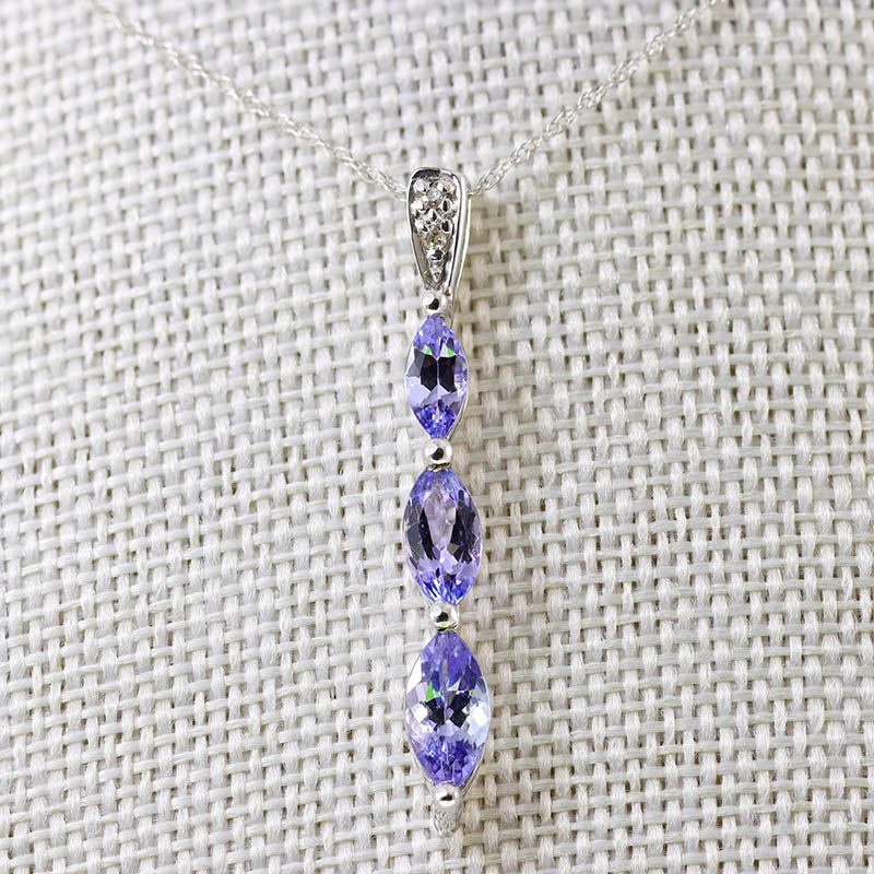 9Ct Gold Tanzanite & Diamond Drop Pendant