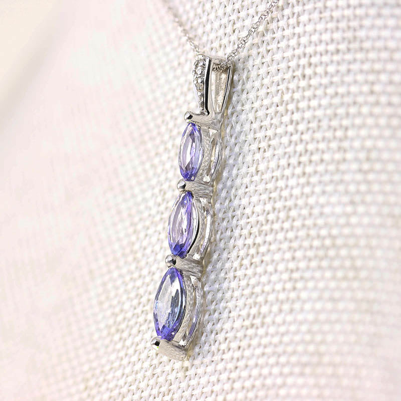 9Ct Gold Tanzanite & Diamond Drop Pendant