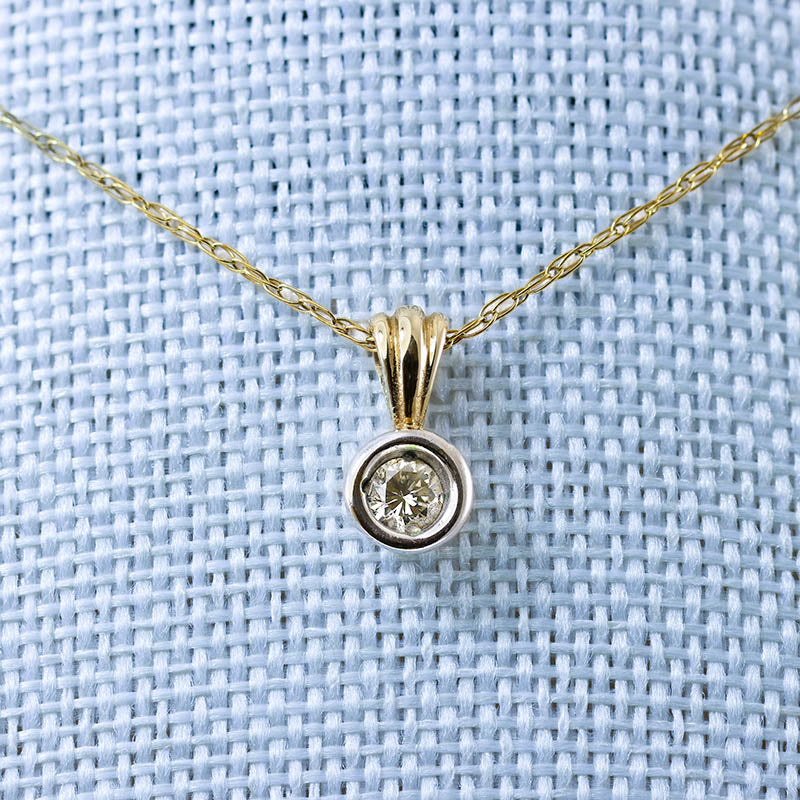 9Ct Gold Solitaire Rub Set Diamond Pendant