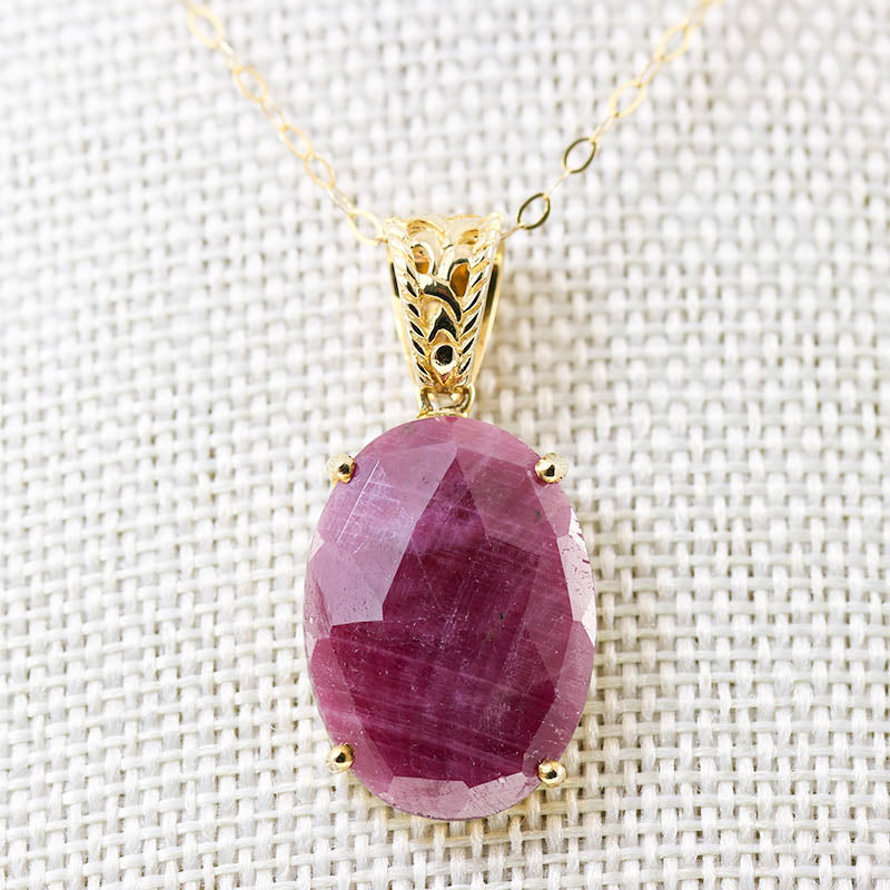 9Ct Gold Large Ruby Pendant