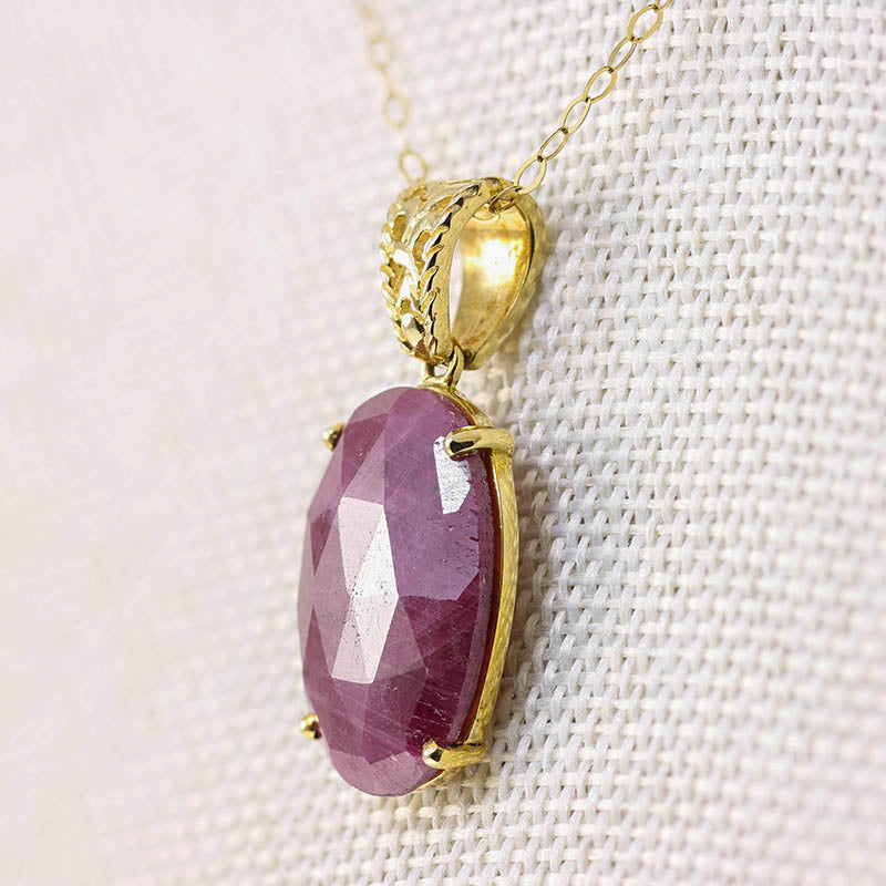 9Ct Gold Large Ruby Pendant