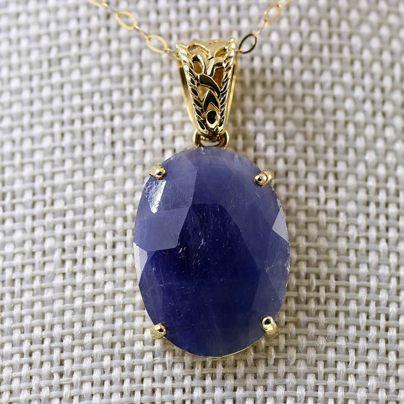 9Ct Gold Large Sapphire Pendant