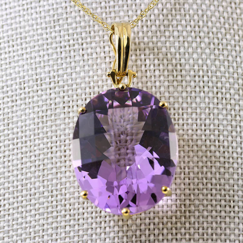 9Ct Gold Large Amethyst Pendant