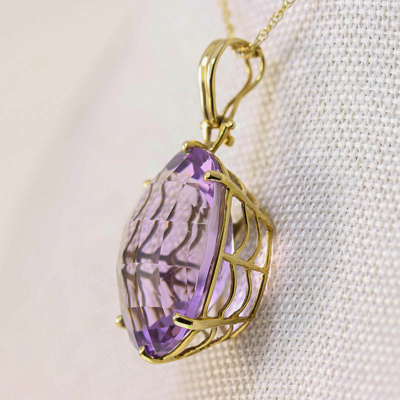 9Ct Gold Large Amethyst Pendant