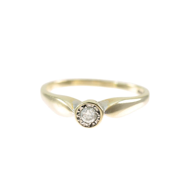 9Ct White Gold 0.12Ct Diamond Ring — front view of bezel-set diamond