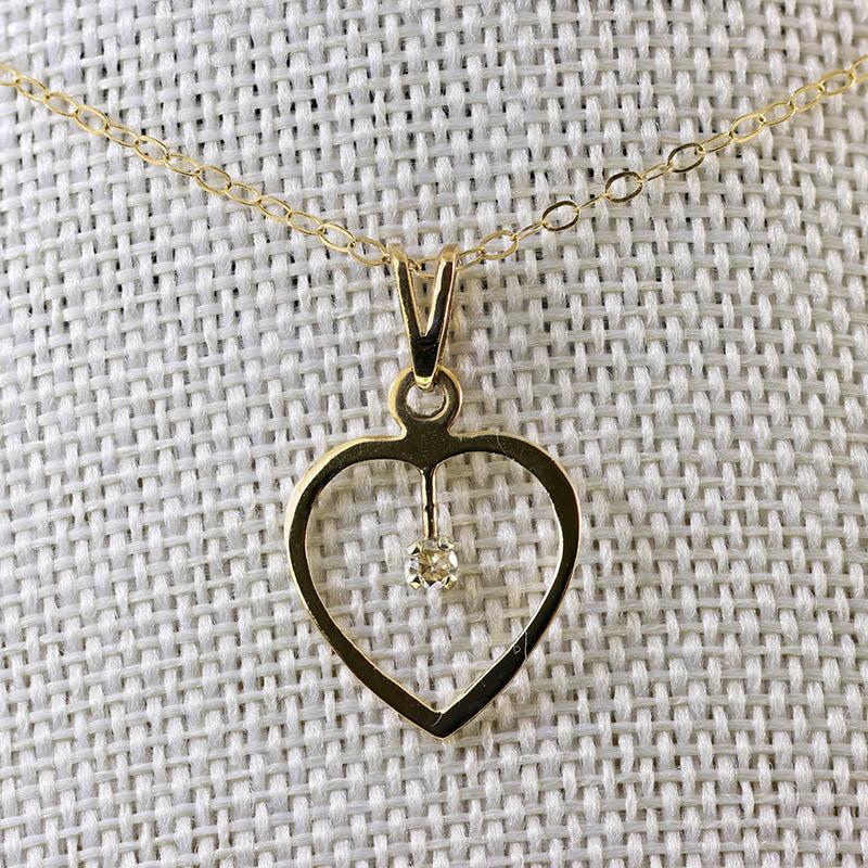 9Ct Open Work Diamond Heart Shape Pendant