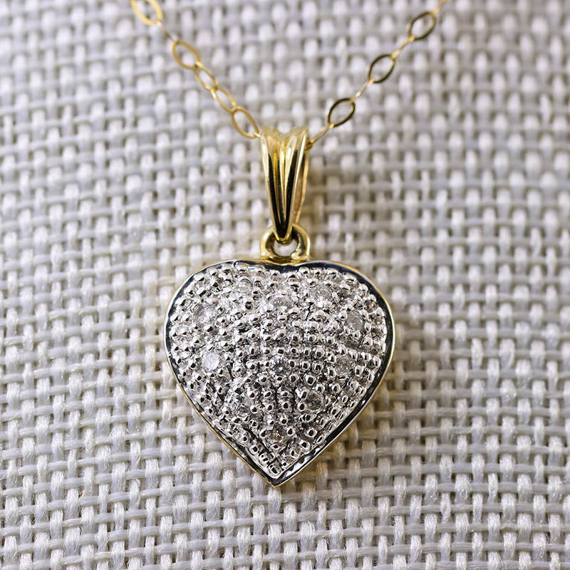 9Ct Gold Diamond Encrusted Heart Pendant